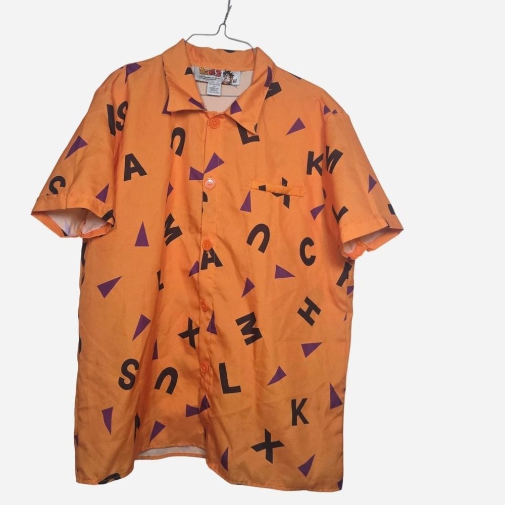 2001 Dragon Ball Z orange button up shirt Size L